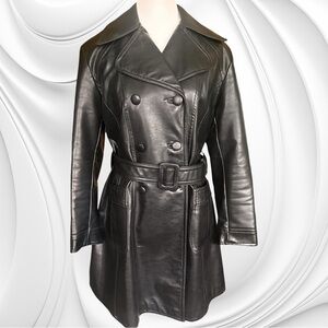 Cabtetta English False-Hide Leather Trench Coat Size 12